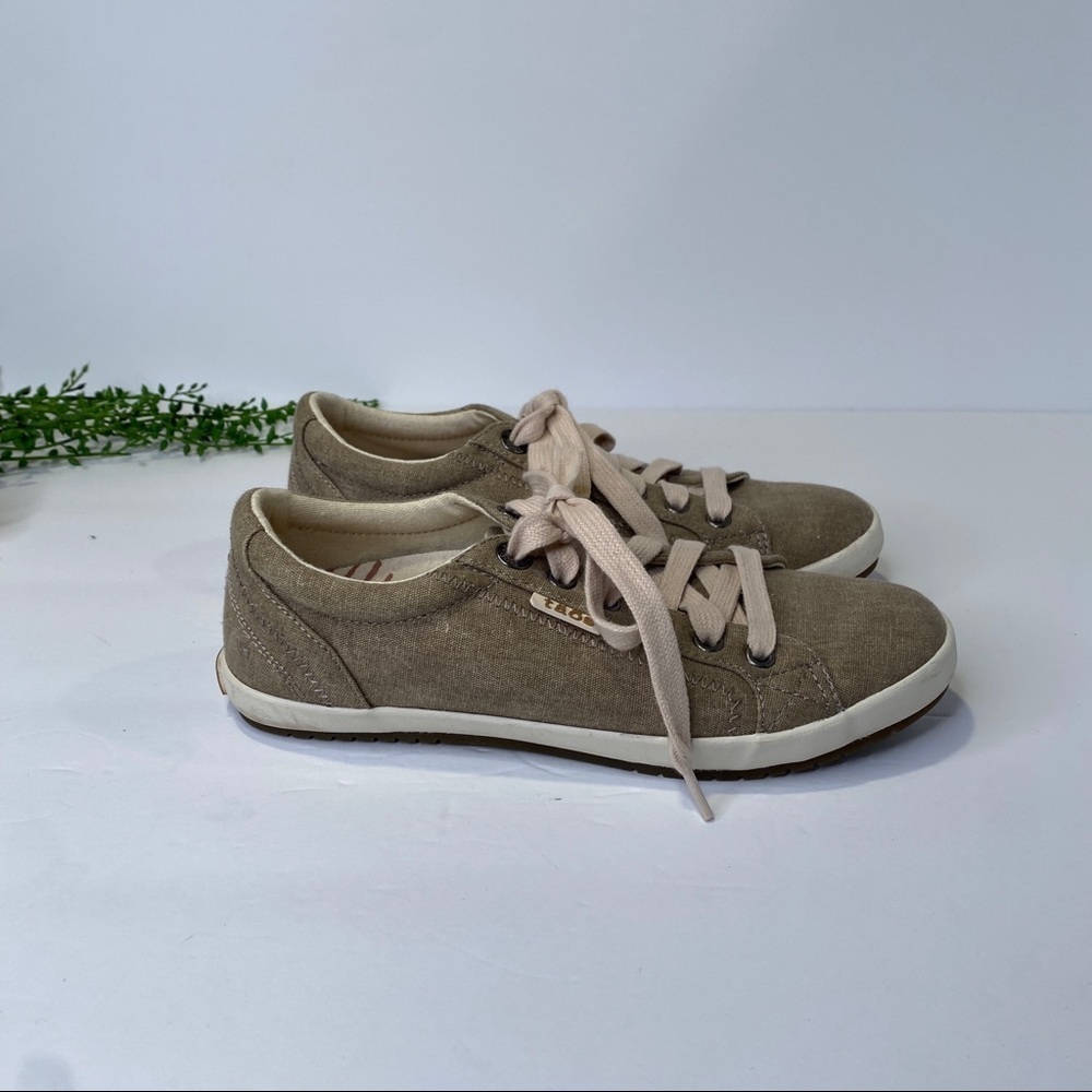 Taos Footwear Khaki Wash Canvas Star Sneakers Size 6-6.5M Lace Up Comfort Shoe - Picture 5 of 10